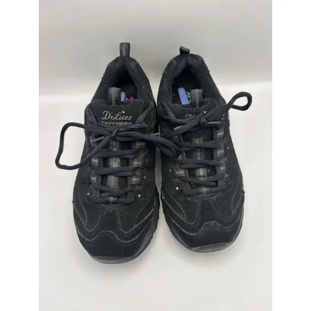 Skechers D Lites Biggest Fan Black Sneakers Women Size 6.5